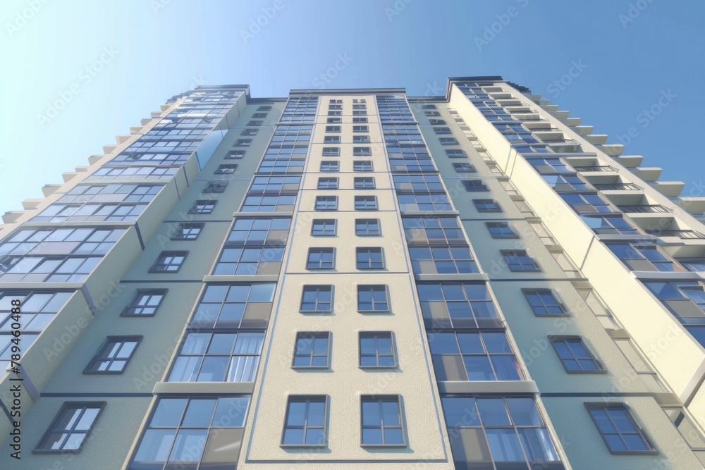 Aufkleber a tall white building with many windows. suitable for architectural projects