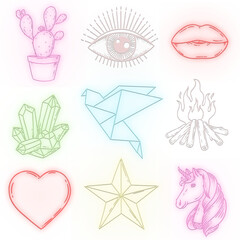 Neon journal sticker set design element