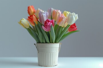 Vibrant tulips in a white vase, perfect for springtime decor
