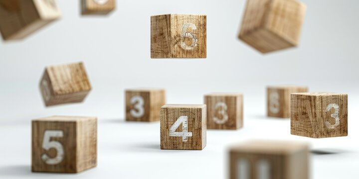 Wooden cubes suspended in mid-air, versatile image for various projects