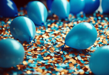 balloons banner background sweet blue celebration confetti Festive theme balloon colours boy sex reveal baby shower air party new year 2024 ribbon