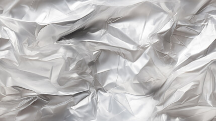 Macro shot of crumpled plastic wrap creating abstract patterns and shadows