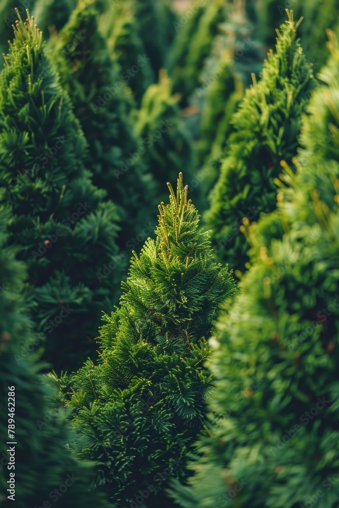 Poster a bunch of trees in a field, suitable for nature-themed designs