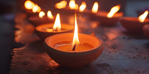 Close up picture of a carpet of many little candles light with flame close up still life and vintage style ,Burning candles on dark background.

