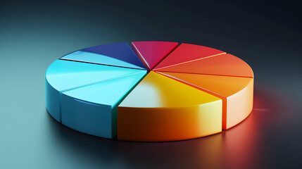 Pie chart to visualize investment diversification, financial planning and investment, allocating money to invest in different types of assets