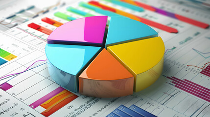 Pie chart to visualize investment diversification, financial planning and investment, allocating money to invest in different types of assets