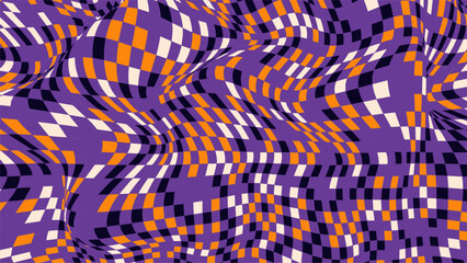 Purple and orange checkered optical illusion art - 789462486