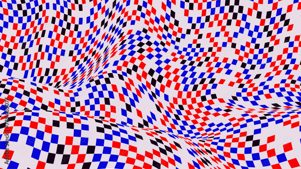 Poster abstract checkerboard pattern with warped effect.