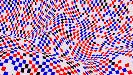 Abstract Checkerboard Pattern with Warped Effect - 789463077