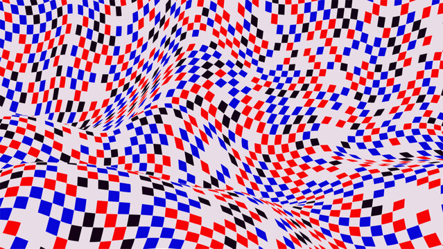 Abstract checkerboard pattern with warped effect.