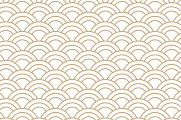 Gold Seigaiha Japanese wave pattern design element