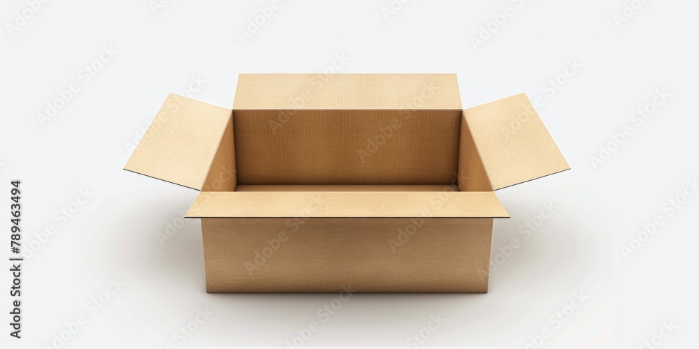 Aufkleber A simple image of an open cardboard box on a white surface. Perfect for packaging and delivery concepts