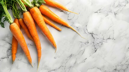 Carrots rests on white marble