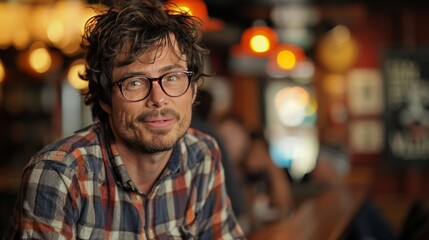 Obraz premium The Comedy Routine, bustling comedy club, a stand-up comedian, and clever punchlines, leave the audience roaring with laughter, Generated AI.
