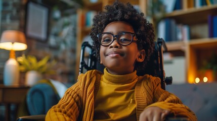 An individual with developmental challenges embracing the independence provided by assistive technology devices