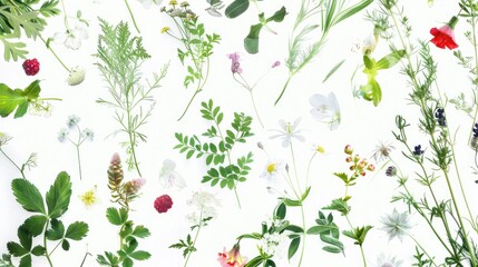 Colorful assortment of flowers on a white background. Perfect for floral designs
