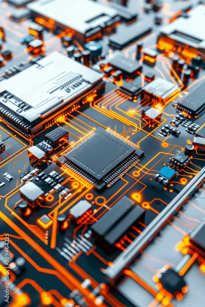 Poster technological depths: microchip complexity and precision. generative ai
