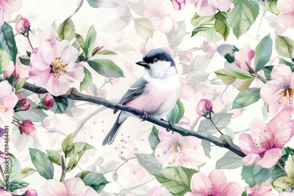 Poster a bird perched on a tree branch, suitable for nature concepts