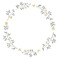 Leafy doodle frame design element