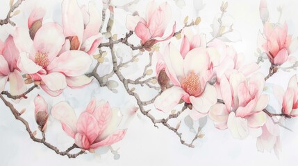 A painting of pink flowers on a white background. Perfect for floral designs