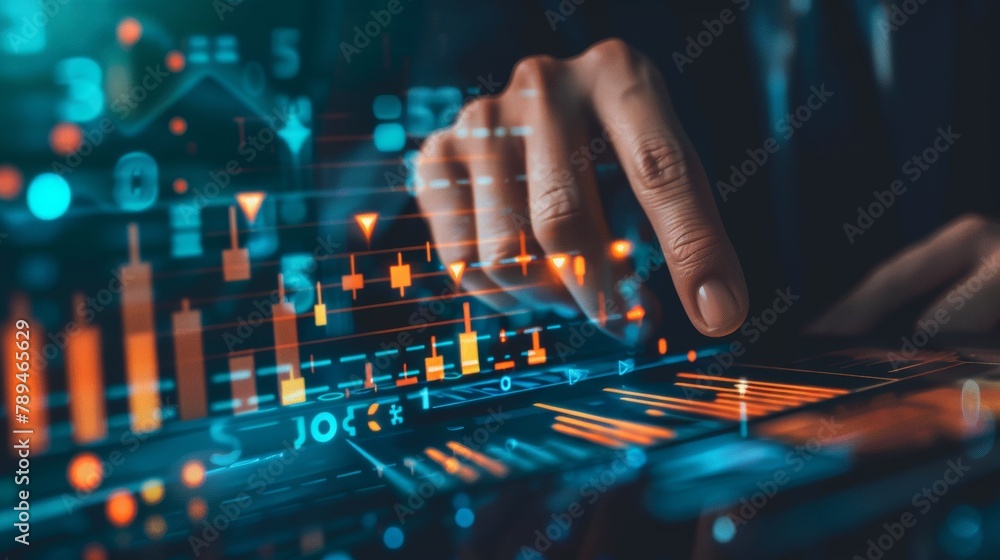 Wall mural point on graph stock, financial background, benefit, spreadsheets, graph financial development, bank accounts, statistics, economy, data analysis, investment analysis, stock exchange