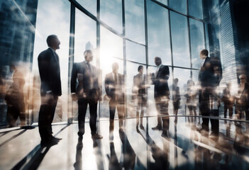 business conference meeting group partnership success city building double exposure teamwork trust agreements deal negotiation collaboration professional corporate congratulating - obrazy, fototapety, plakaty