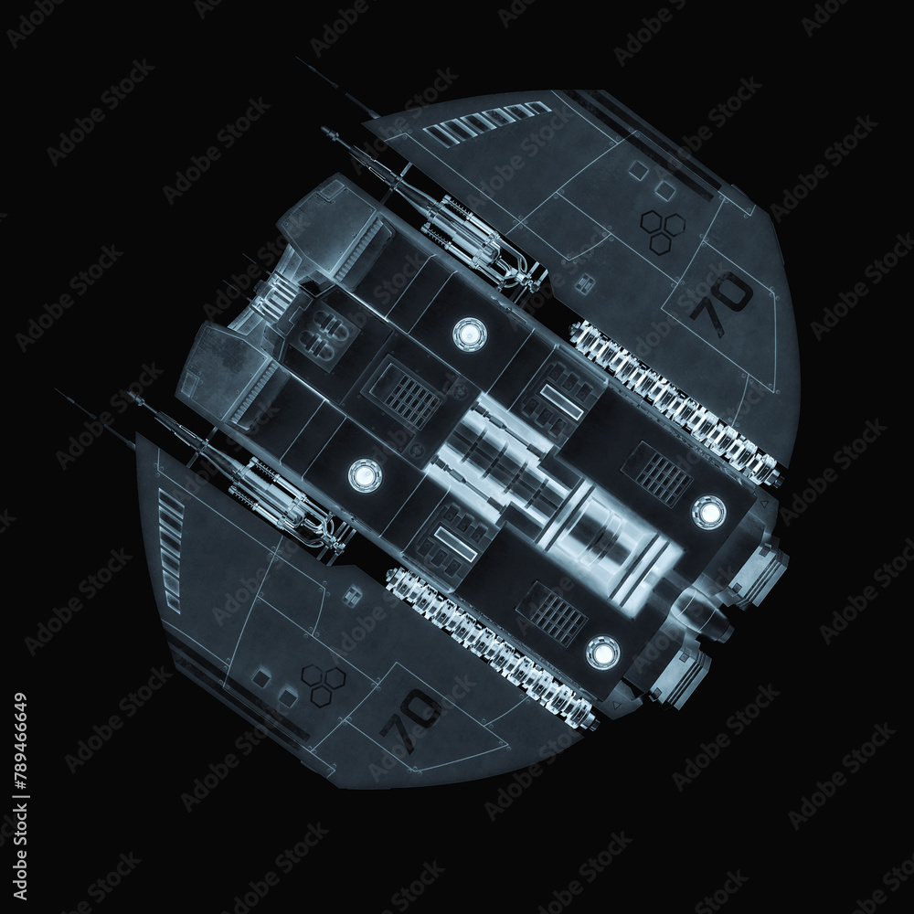 Wall mural alien spaceship is landing in bottom view