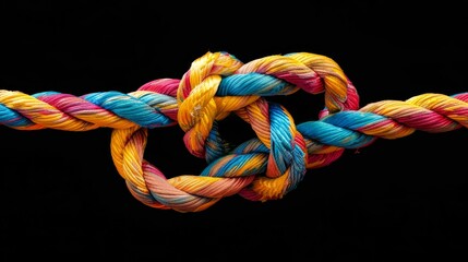 Vibrant Textile Knots Intertwined in Harmony. Generative ai