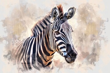 A realistic digital painting of a zebra's face, suitable for various design projects