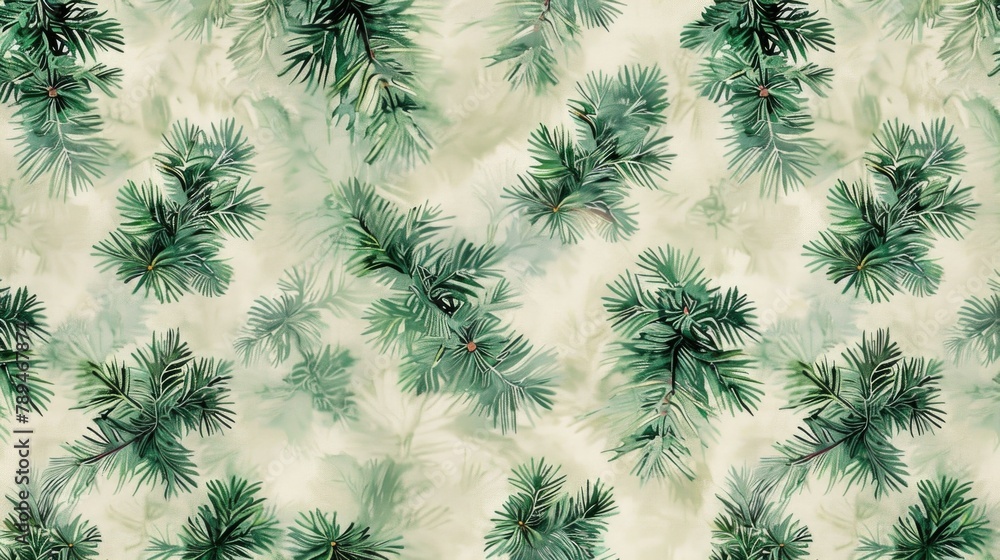 Poster A simple and versatile pattern of green pine trees on a clean white background. Ideal for various design projects