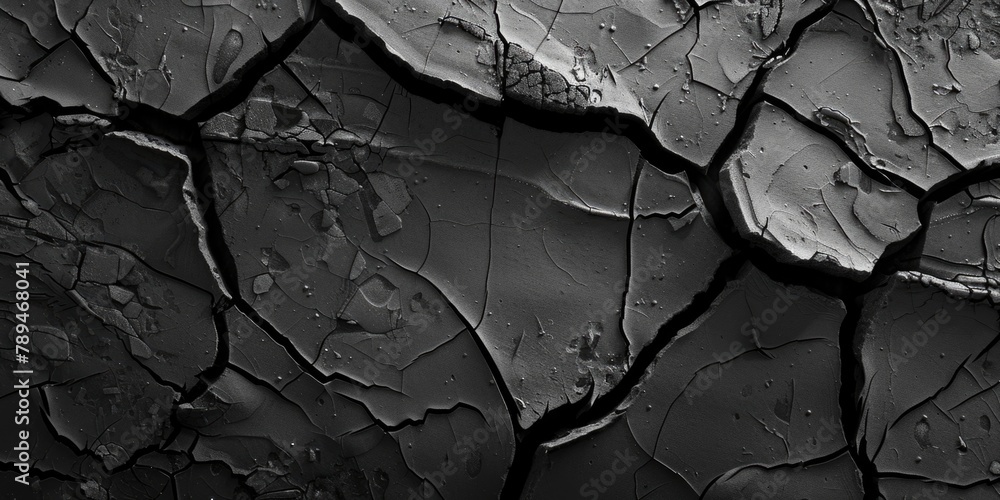 Poster a black and white photo of a cracked wall. perfect for adding texture to design projects