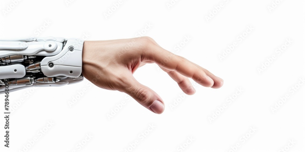 Poster human and robot hand interaction. generative ai