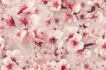 Delicate Cherry Blossoms in Full Bloom Against Soft Background. Generative Ai