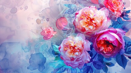 A beautiful painting of pink flowers. Ideal for home decor - obrazy, fototapety, plakaty