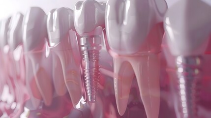 3D Animation Detailing Precise Dental Implant Procedure - obrazy, fototapety, plakaty