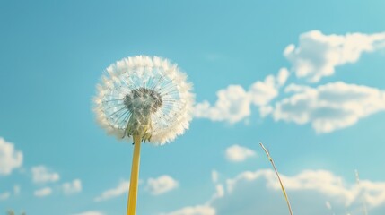 Detailed shot of a dandelion in sunlight. Ideal for nature concepts
