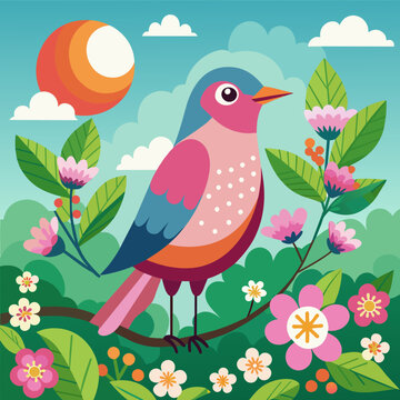 spring-bird vector design 