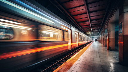 train moving at subway station