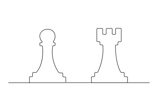 Chess pieces continuous one line drawing vector illustration 