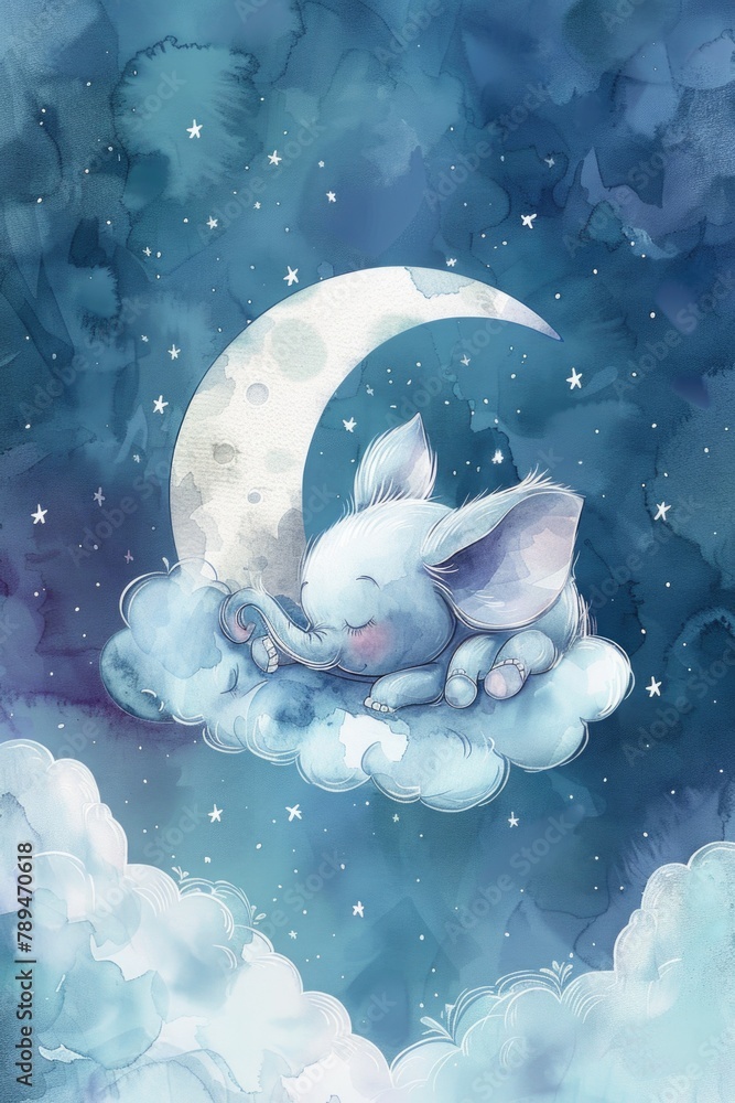 Poster a peaceful image of a white cat sleeping on a fluffy cloud. ideal for dreamy and whimsical concepts