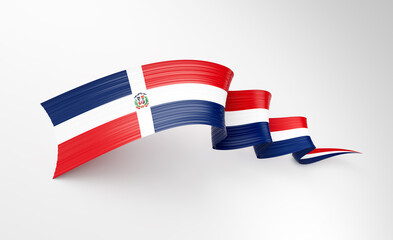 3d Flag Of Dominican Republic 3d Shiny Waving Twisted Ribbon Flag White Background 3d Illustration