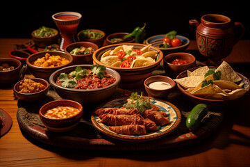 Fototapeta na wymiar Dishes from typical Mexican cuisine