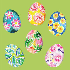watercolor easter egg collection design vector illustration