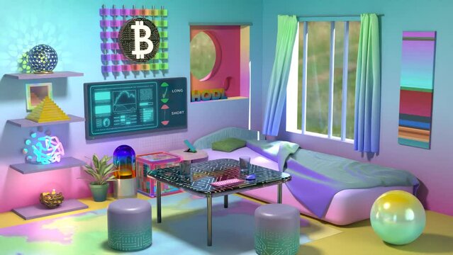 Web3 Crypto Trader Room &ndash; Futuristic Loop Animation