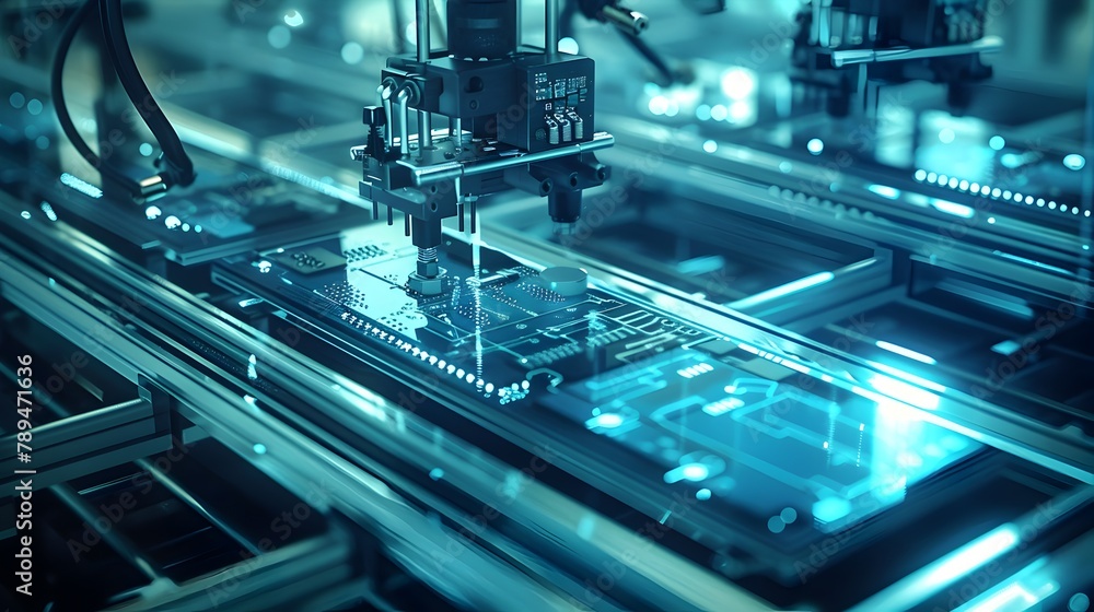 Aufkleber harmony of intricacy and power: an depiction of an automated pcb assembly line