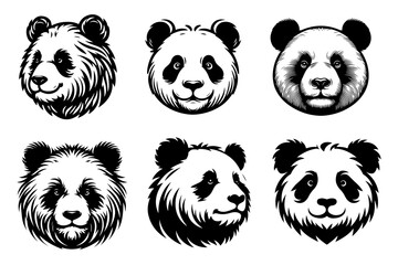 panda head silhouette vector illustration art isolated on transparent background - Generative AI
