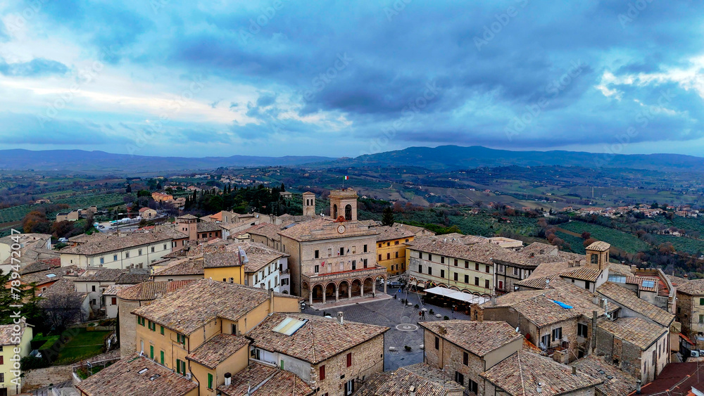 Wall mural aerial pictures made with a dji mini 4 pro drone over montefalco, in umbria, italy.