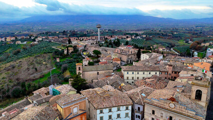 aerial pictures made with a dji mini 4 pro drone over Montefalco, in Umbria, Italy.