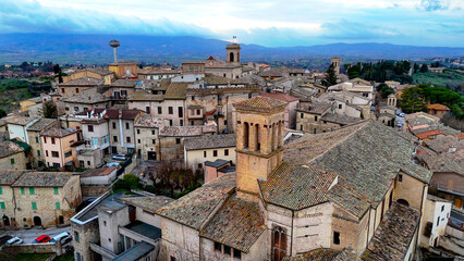 Fototapeta na wymiar aerial pictures made with a dji mini 4 pro drone over Montefalco, in Umbria, Italy.