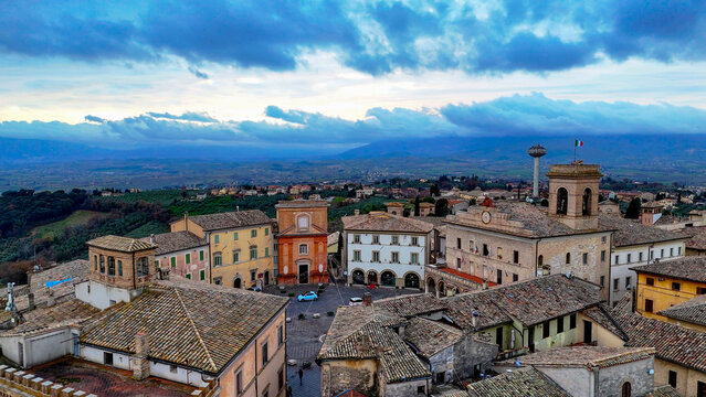 aerial pictures made with a dji mini 4 pro drone over Montefalco, in Umbria, Italy.